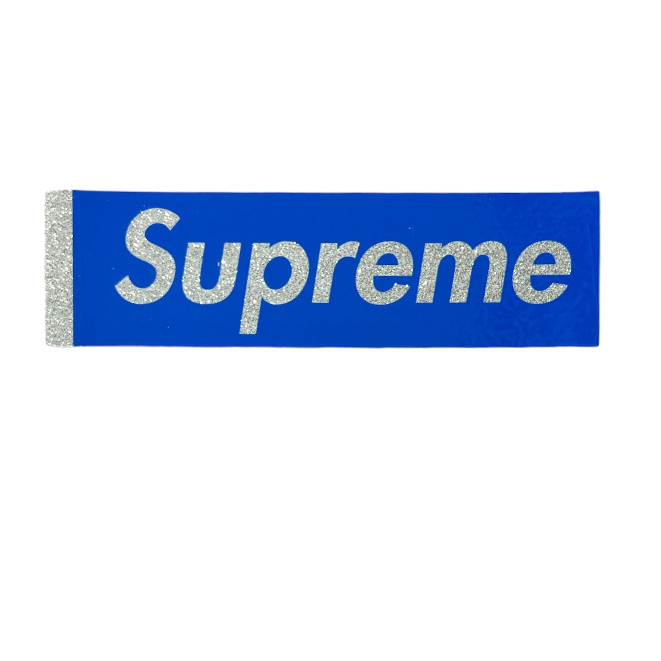 Supreme Glitter Box Logo Sticker Blue SS16