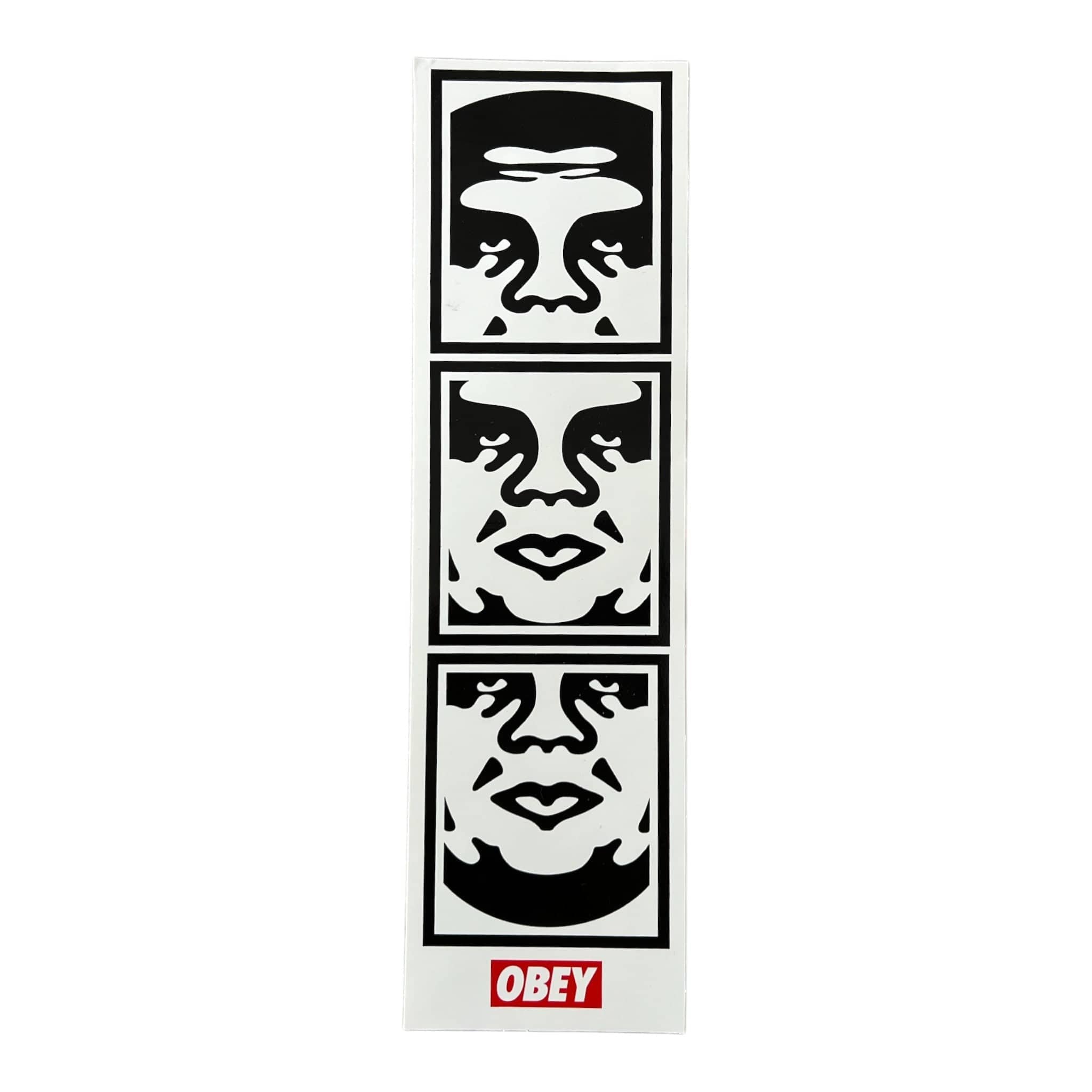 Three-face andre the giant with 'Obey' branding on a white background