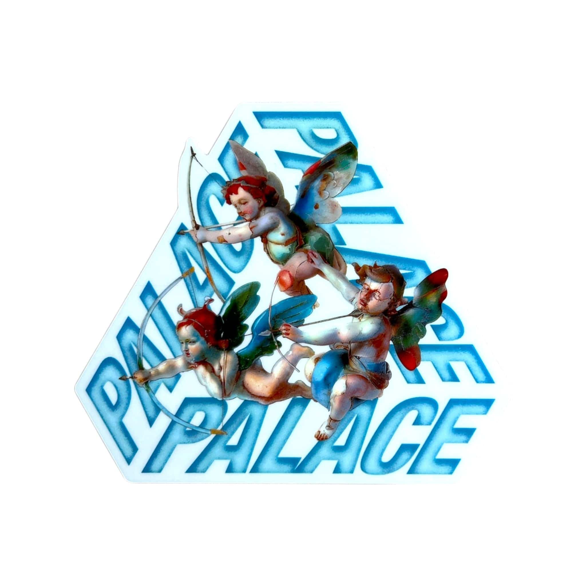 palace tri ferg with cherubs shooting arrows blue on a white background