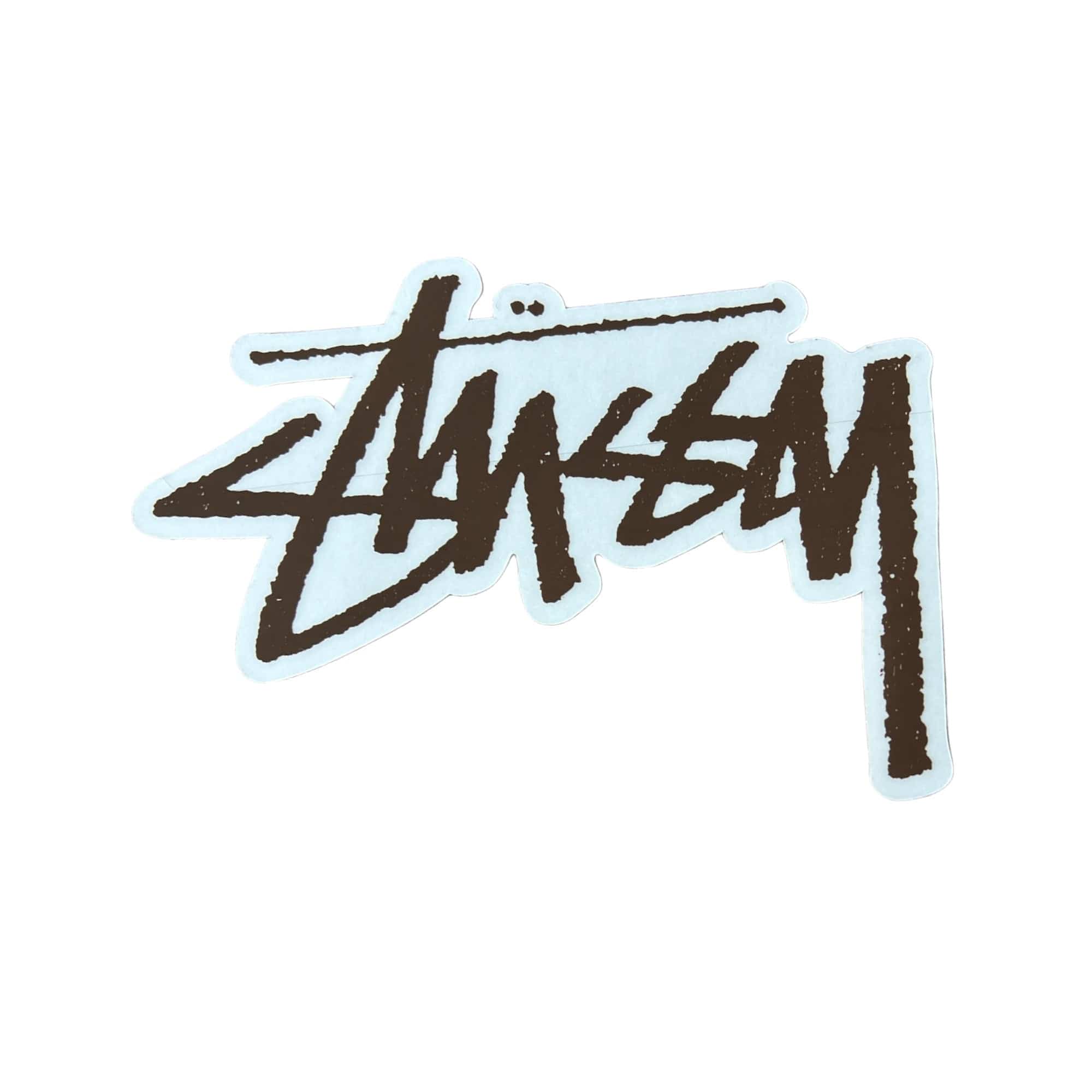 Stussy Brown Script Sticker. The sticker measures 5.5"x3.75".