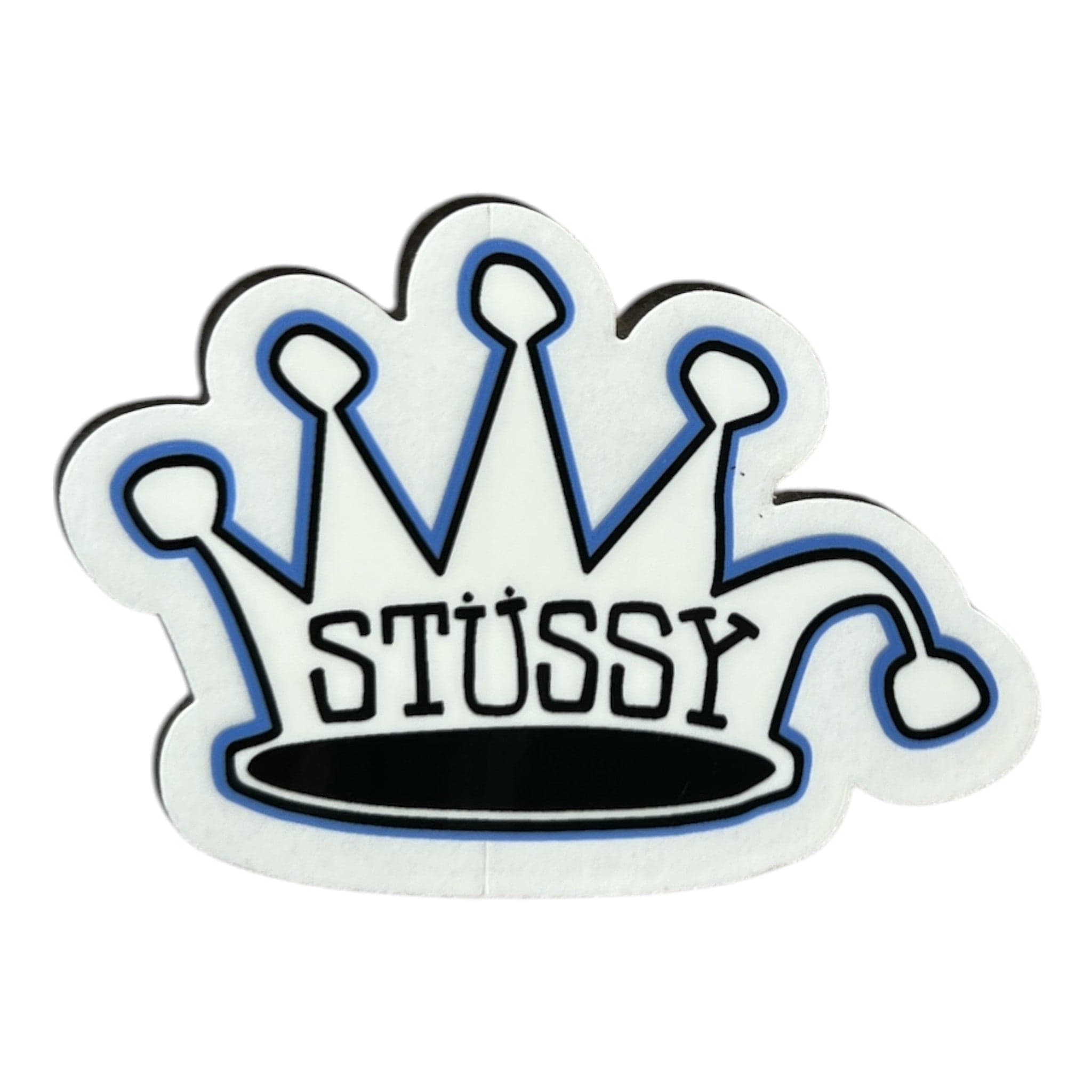 Stussy logo with a crown design on a white background