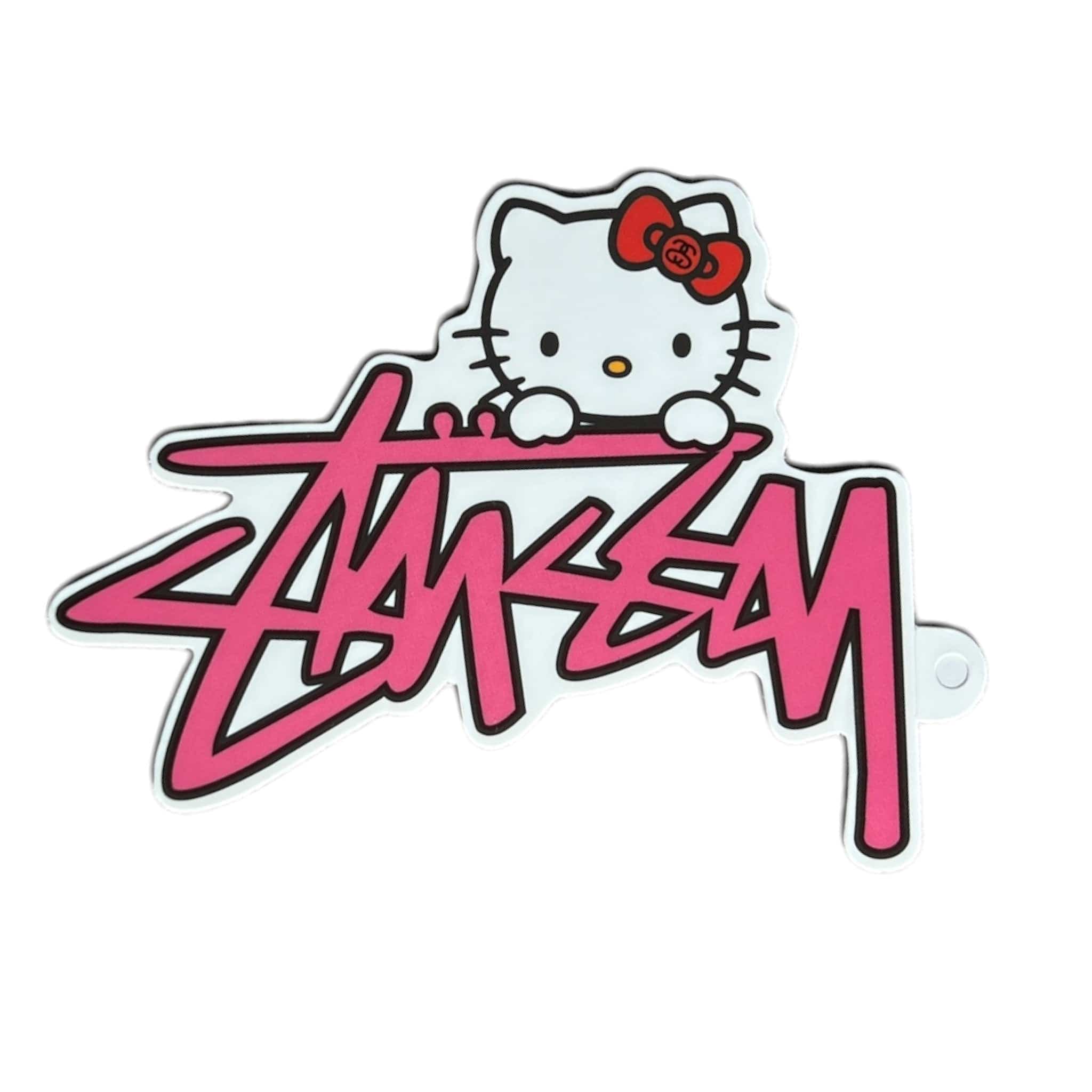 Hello Kitty logo with Stussy branding on a white background