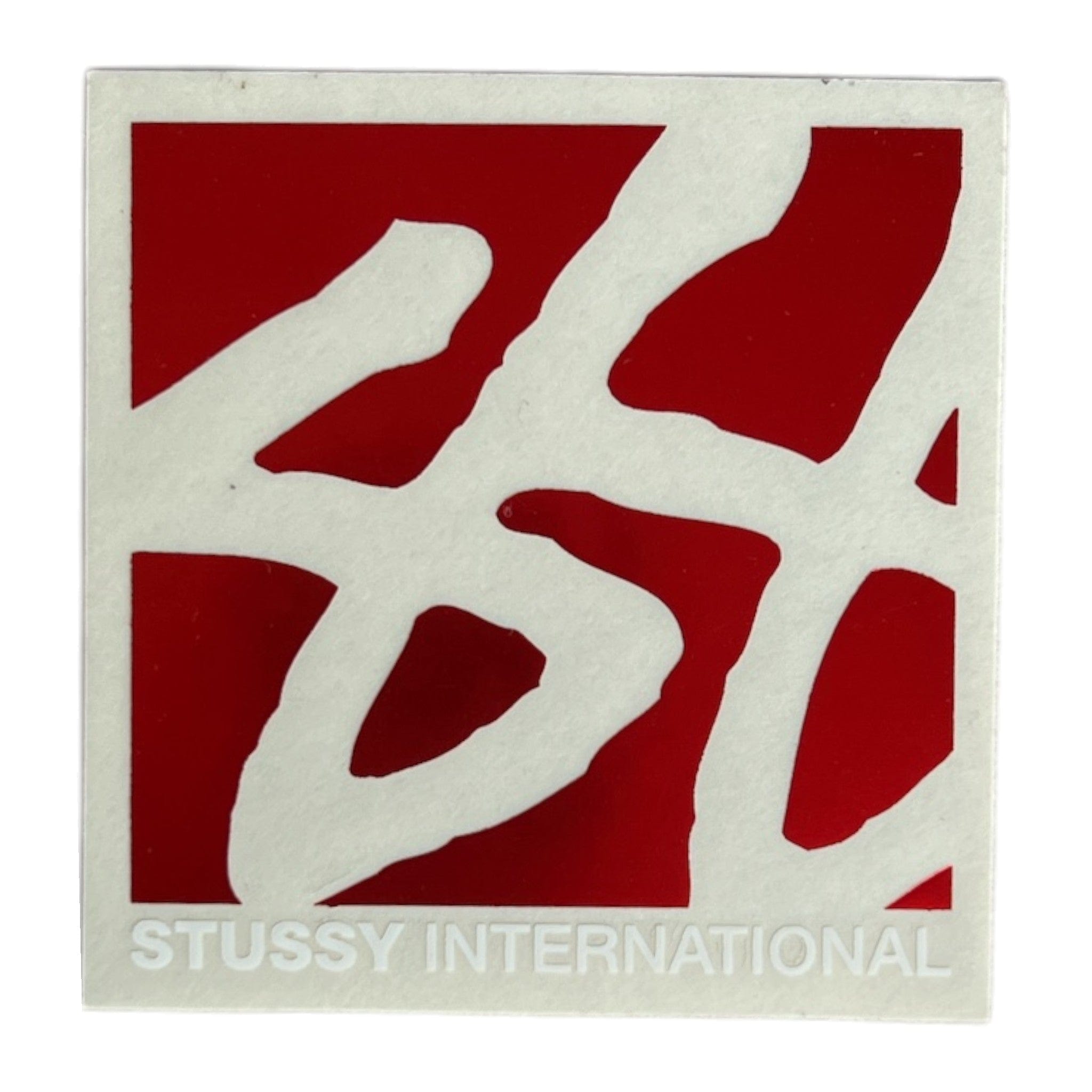 stussy international foil sticker in the red variation