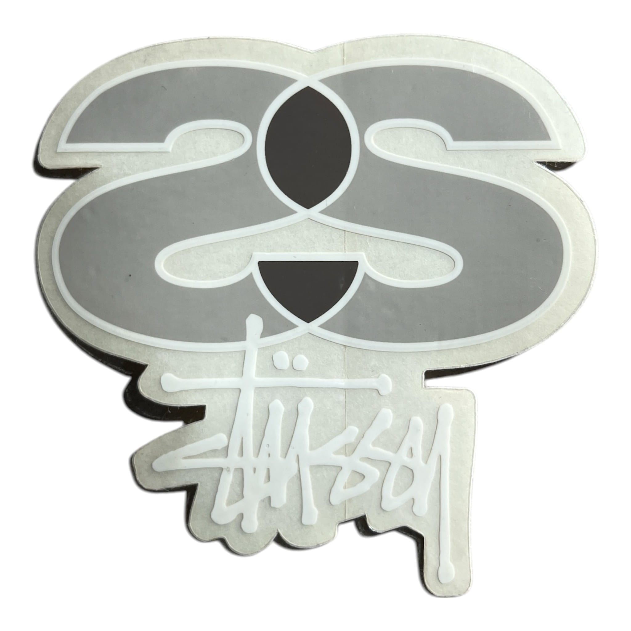 Stussy Double Link Over Script Sticker Grey