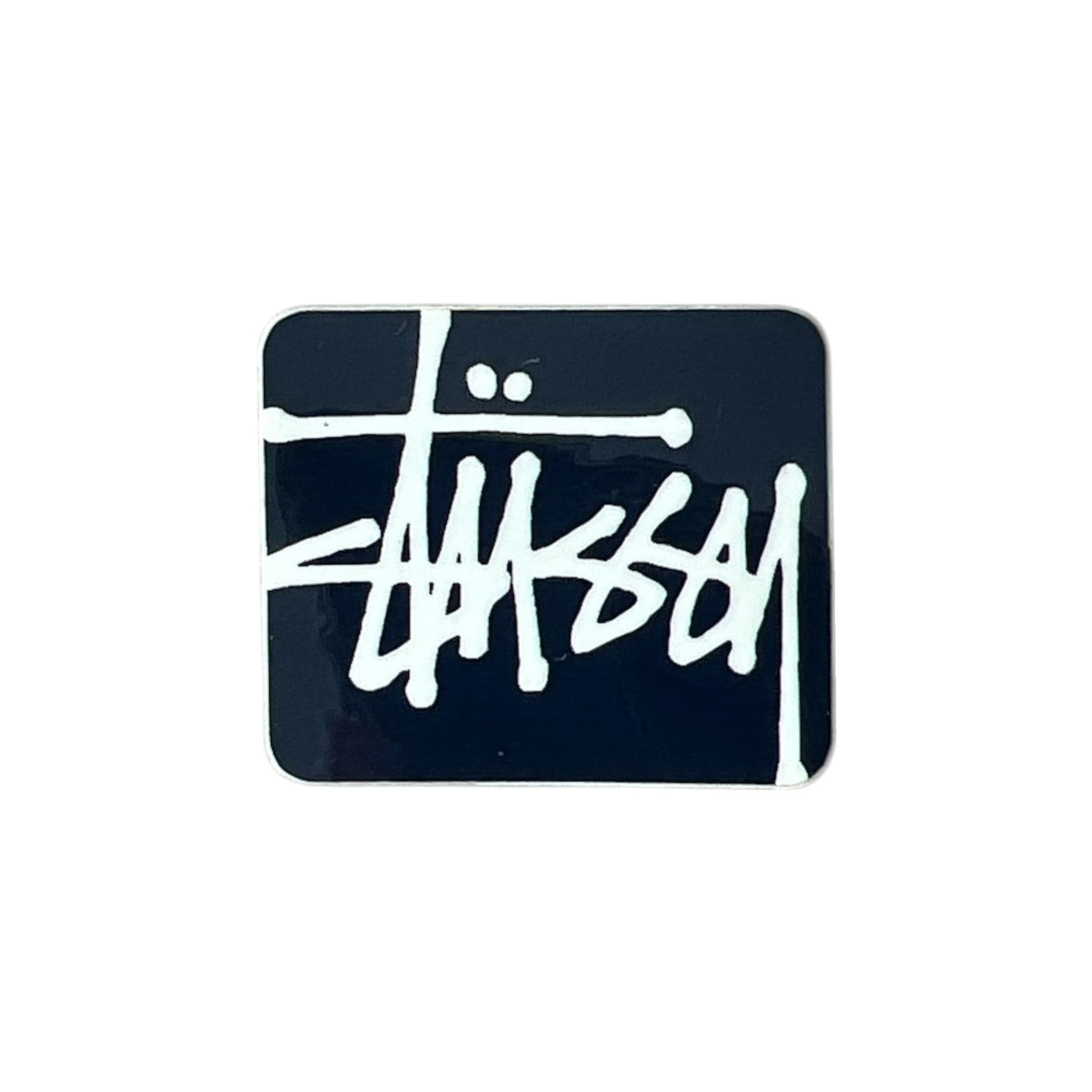 Stussy Mini Script Sticker White on Blue