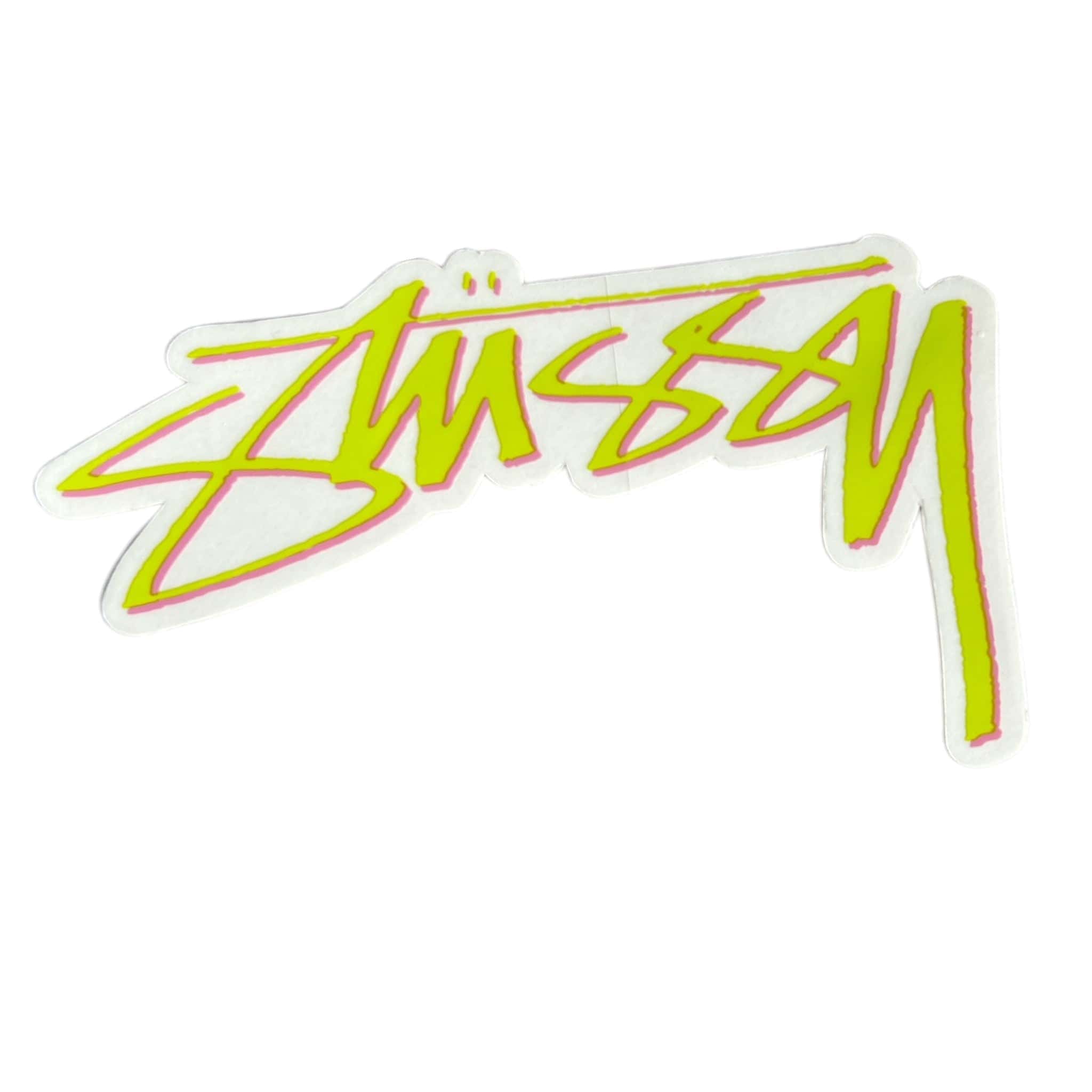 Stussy Script Sticker Lime Pink