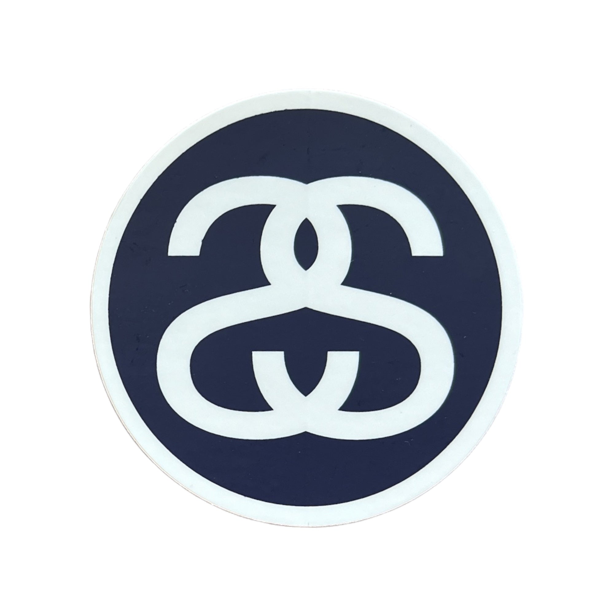 Stussy SS Circle Logo Sticker White on Blue