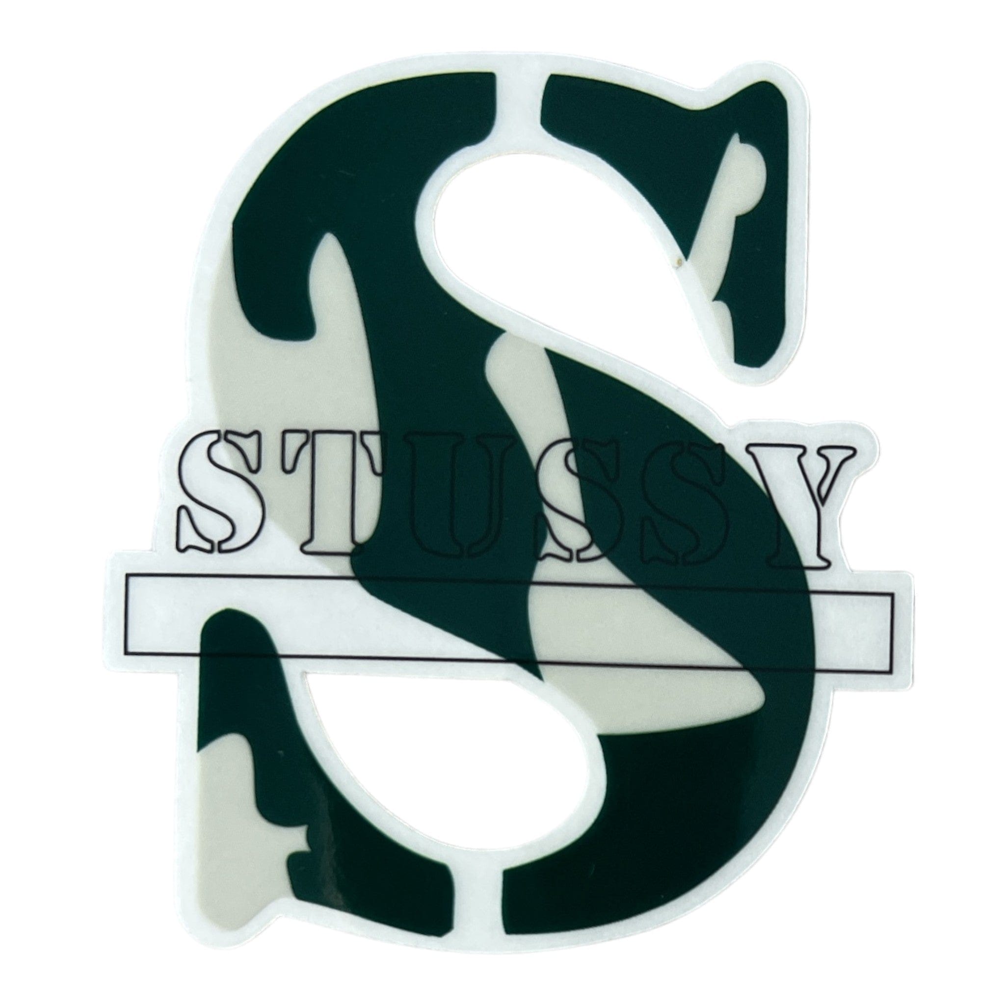 Stussy S Stencil Sticker Deep Green Camo