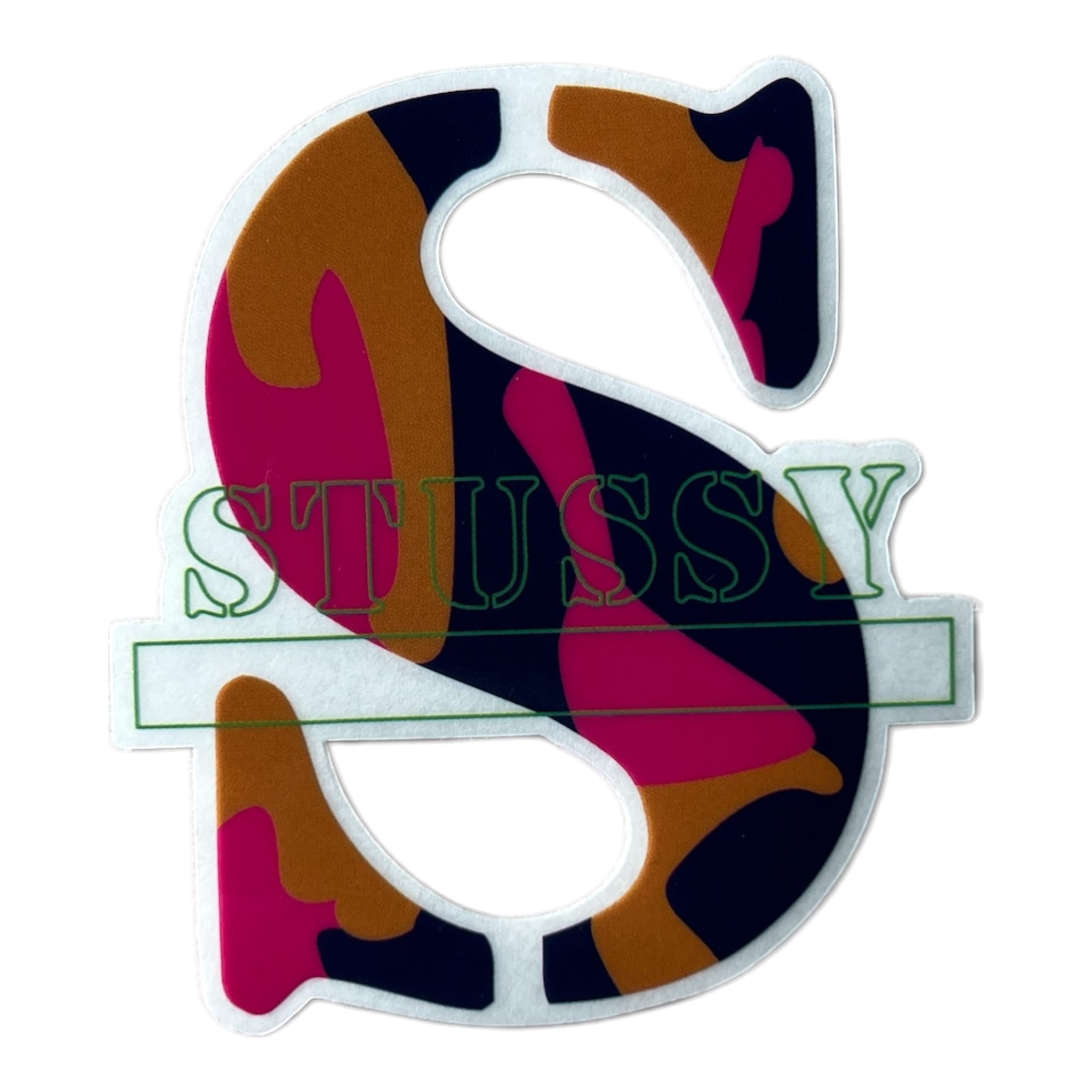 Stussy S Stencil Pink Copper Purple Camo Sticker
