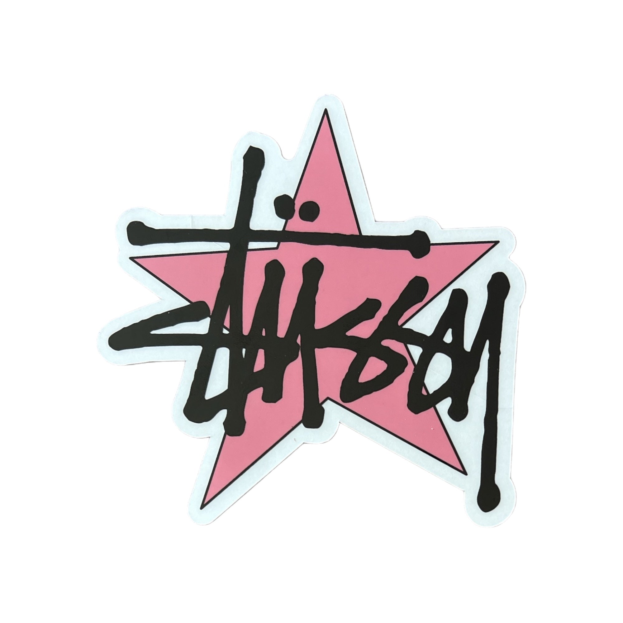 Stussy Star Script Sticker Pink