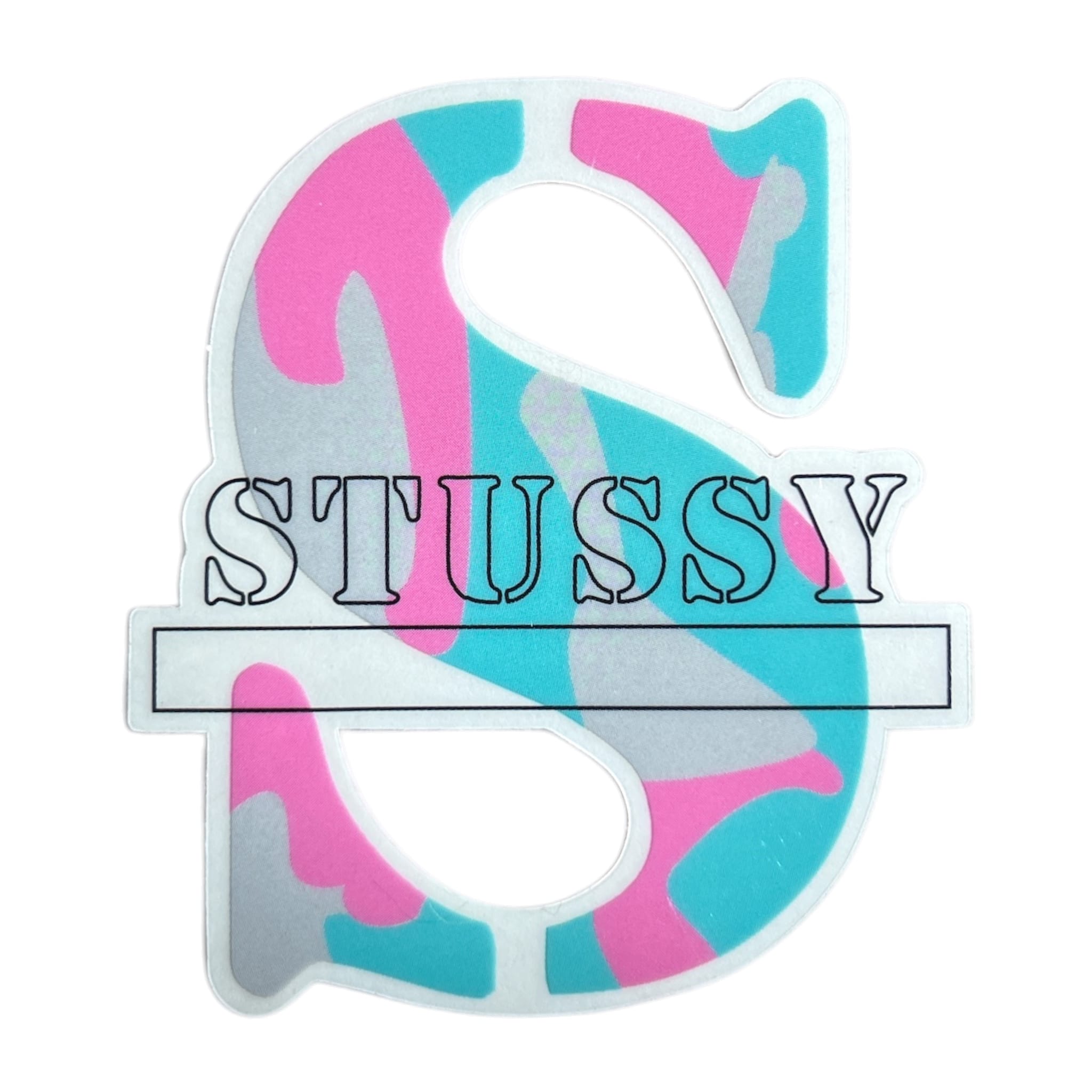 Stussy S Stencil Blue Pink Camo Sticker