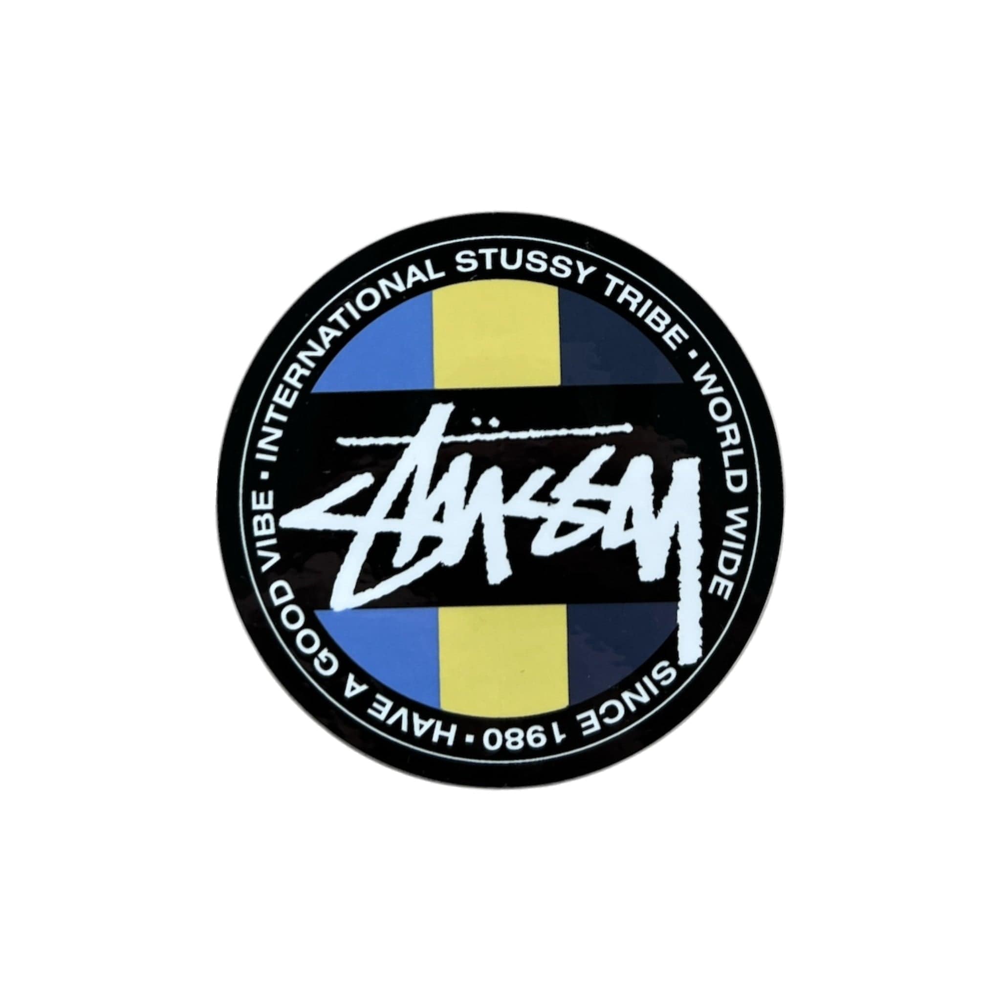 Stussy Tribe Worldwide Sticker Blue Yellow Blue