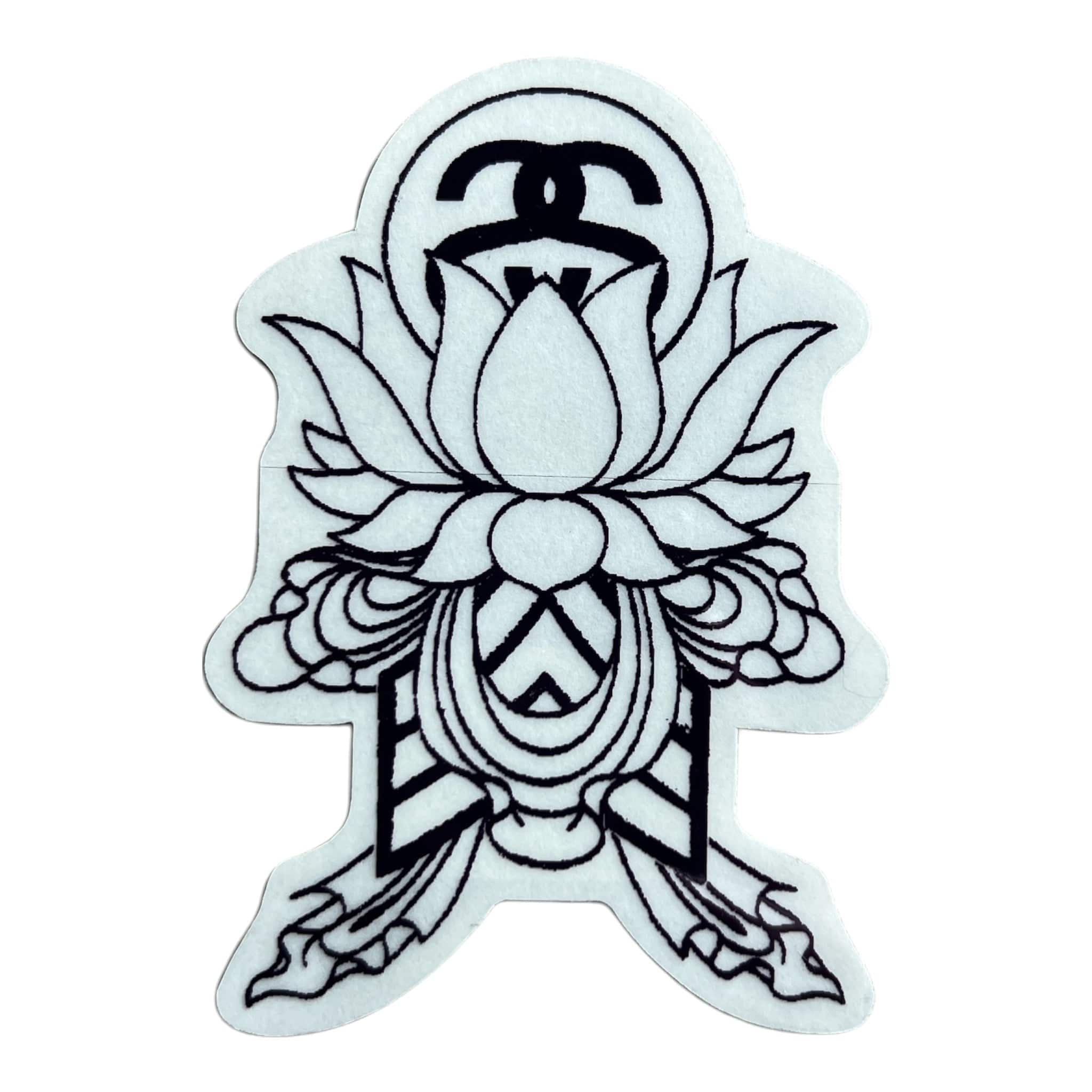 Black and white tattoo-style design on a white background