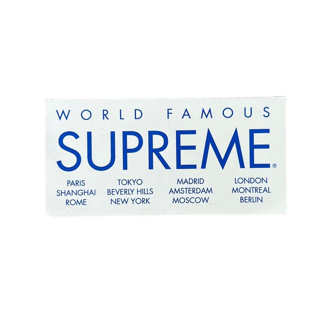 Supreme World Famous International Sticker White SS15 