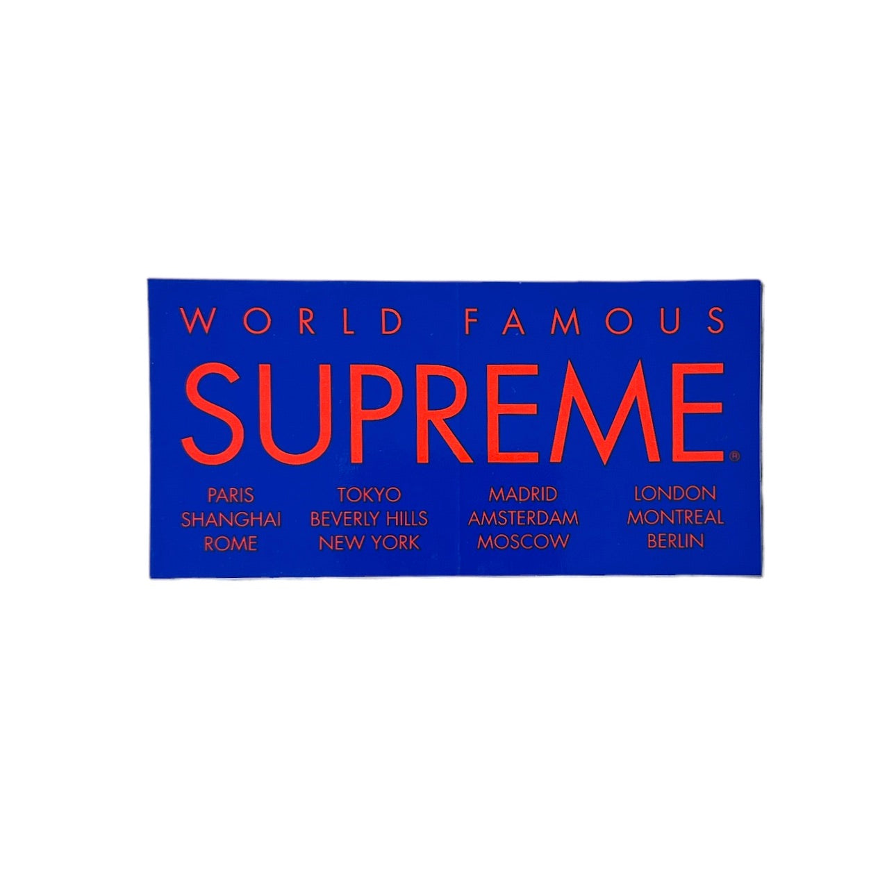 Supreme World Famous International Sticker Blue SS15 