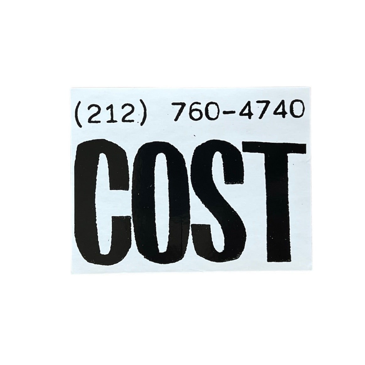 Supreme Cost Phone Number Sticker FW10