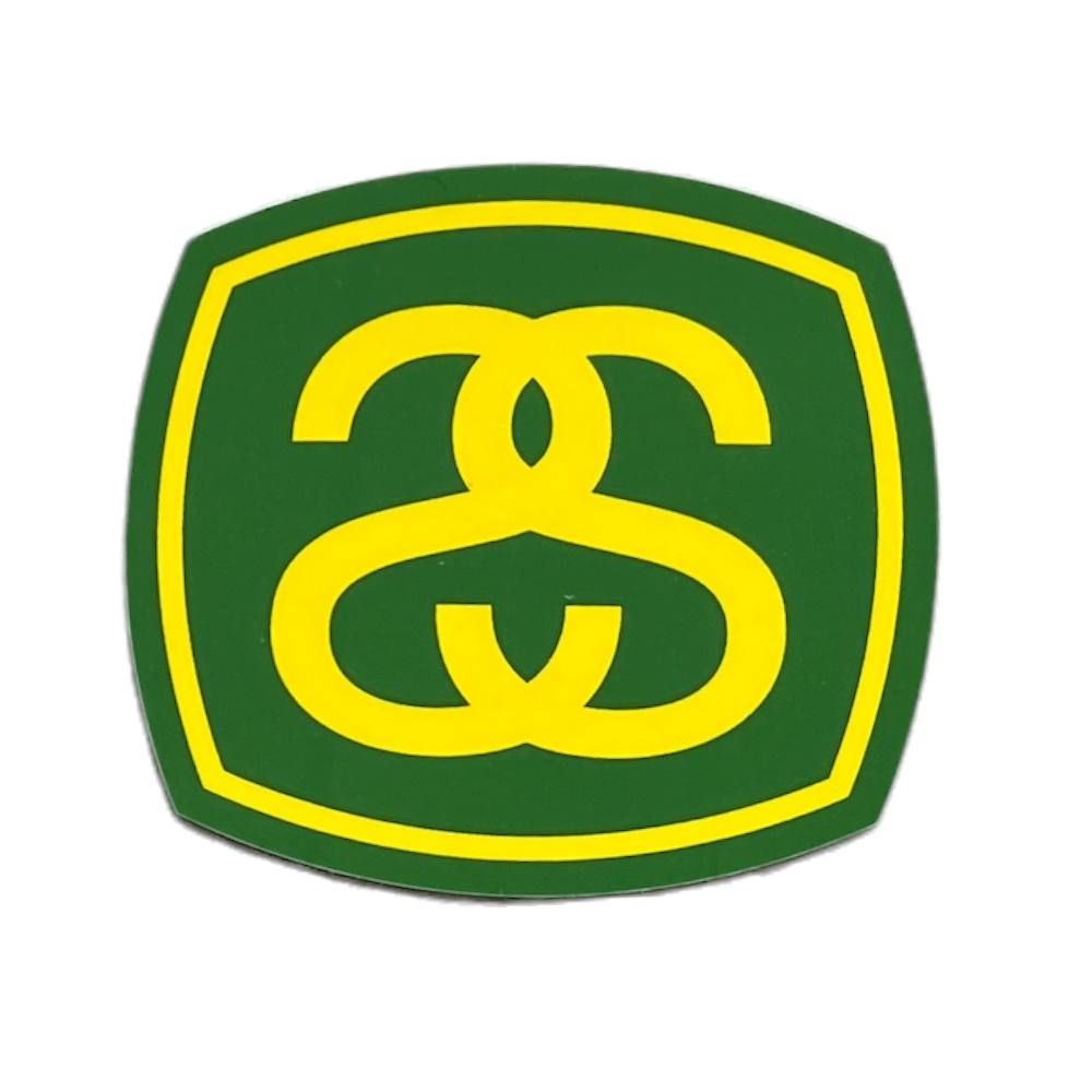 Stussy SS Square Logo Sticker Yellow on Green